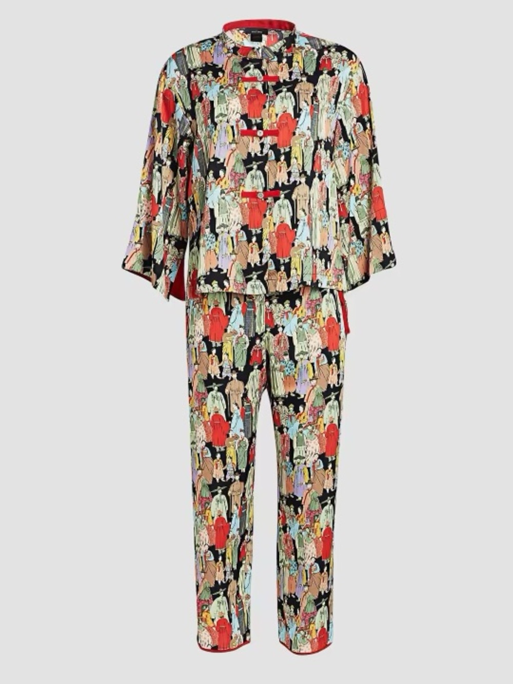 Natori Dynasty Asian print multicolored pajama set size Large